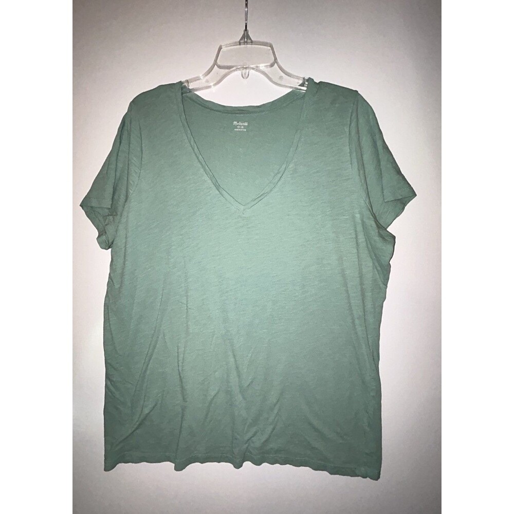 Madewell Softfade Cotton V-Neck Tee Sage Green Short Sleeve T-Shirt Womens 1x